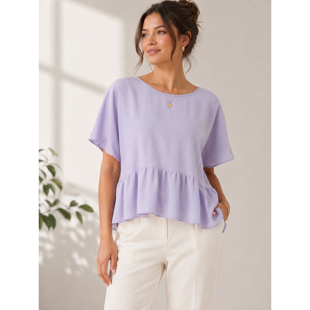 Wilfred Aritzia Lilac Peplum Blouse Size S‎ Flowy Feminine Top